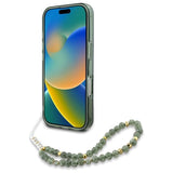 Guess IML Flowers Allover Electro med Perle Strap MagSafe-foder for iPhone 16 Pro Max - grøn