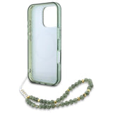 Guess IML Flowers Allover Electro med Perle Strap MagSafe-foder for iPhone 16 Pro Max - grøn