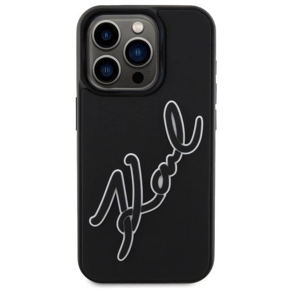 Karl Lagerfeld 3D Rubber Signature Case for iPhone 15 Pro - Black