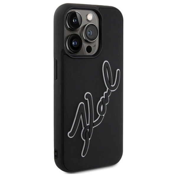 Karl Lagerfeld 3D Rubber Signature Case for iPhone 15 Pro - Black