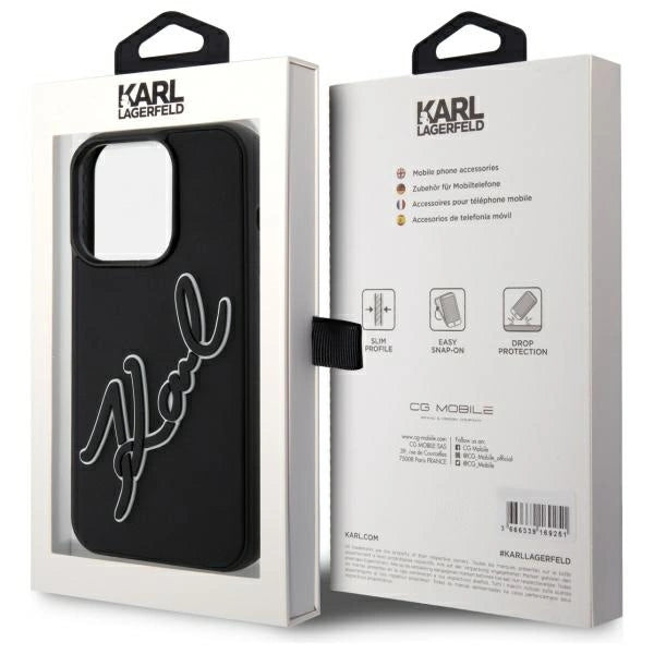 Karl Lagerfeld 3D Rubber Signature Case for iPhone 15 Pro - Black