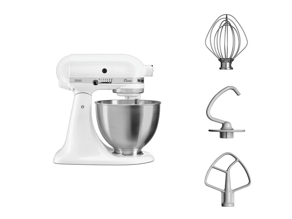 KitchenAid 5K45SSEWH Bordmixer 275 W Metallic, Hvid