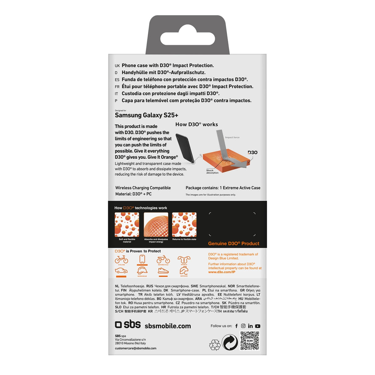 SBS D3O Case til Samsung Galaxy S25+ - Gennemsigtig
