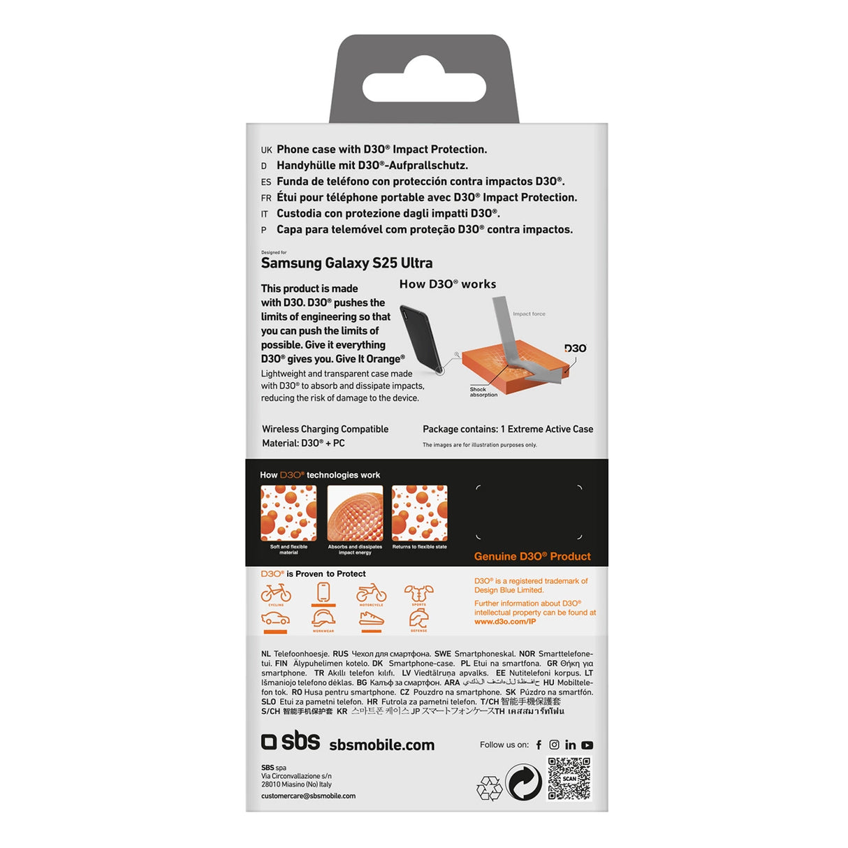 SBS D3O Case til Samsung Galaxy S25 Ultra - Gennemsigtig