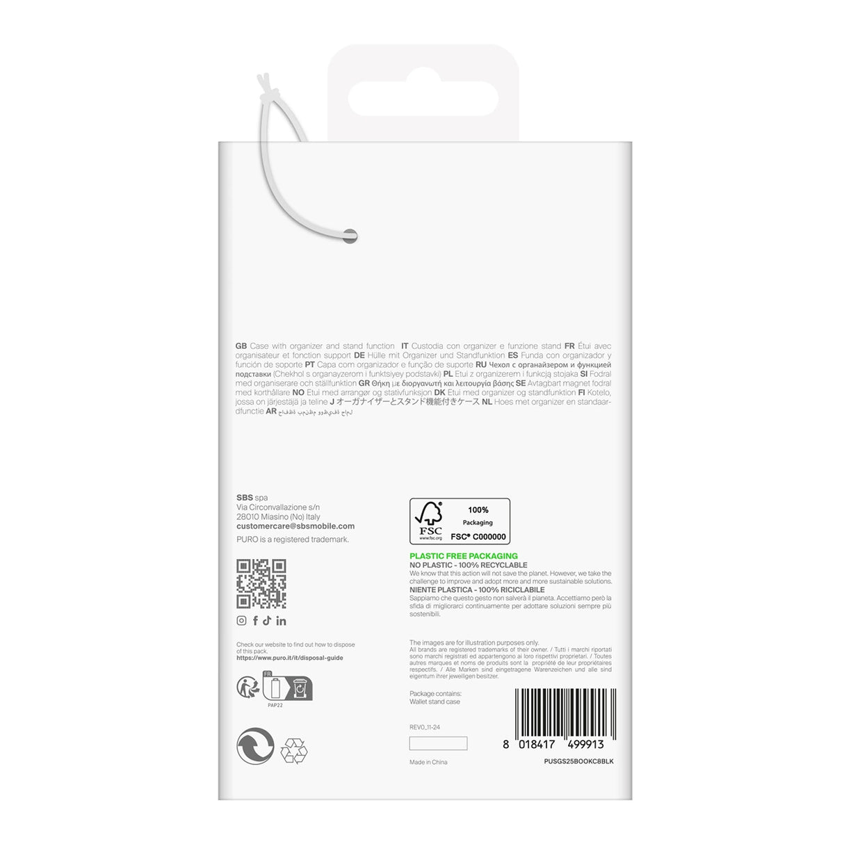 Puro Booklet Case med Flip og Wallet til Samsung Galaxy S25 - sort