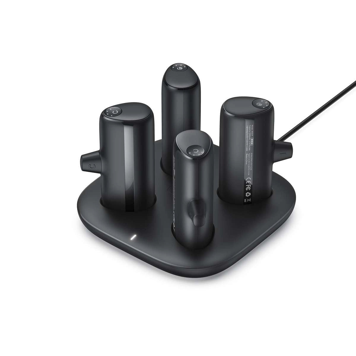 Sæt af 4 Veger W007CK 5000mAh powerbanks (2x Lightning + 2x USB-C) med opladningsstation - sort