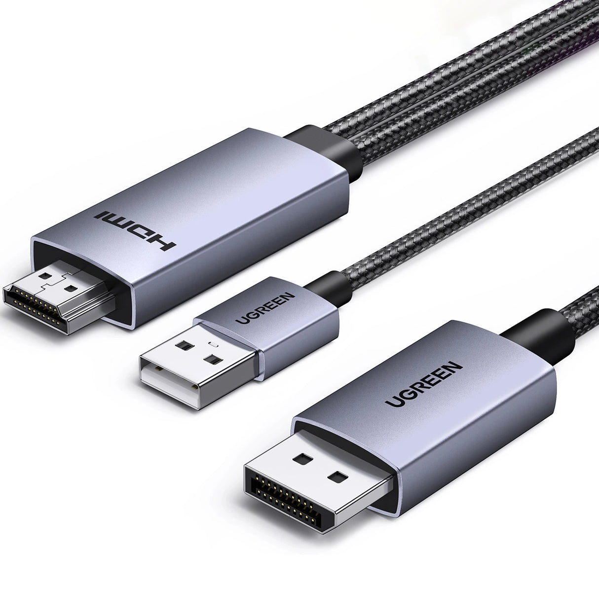 Ugreen HD169 HDMI til DisplayPort-direktionskabel, 4K@60Hz, 2m - Grå