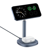 Baseus Orbit 2 Pro MagSafe Qi2 20W 2 in 1 Inductive Charger with Cooling - Gray