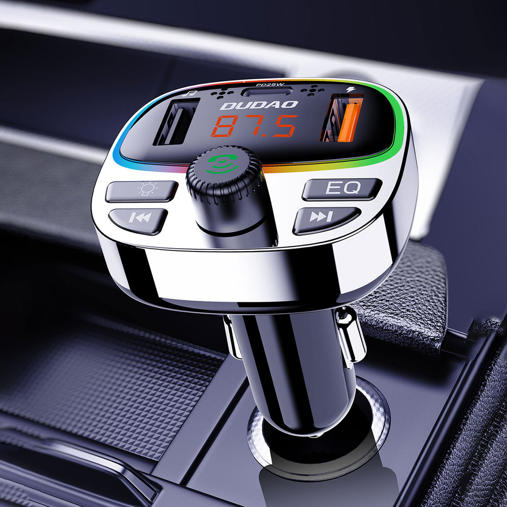 Dudao R2PRO+ Transmitter med PD25W Bluetooth 5.3 RGB Charging Ports - sort og sølv