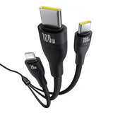 Baseus Flash Series 3 3in1 cable 100W USB-C - USB-C+USB-C+ Lightning 1.5m + 3 x 0.25 m - black