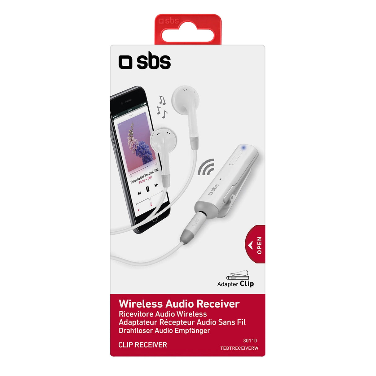 Bluetooth-adapter SBS TEBTRECEIVERW trådløs modtager med stereosæt - grå