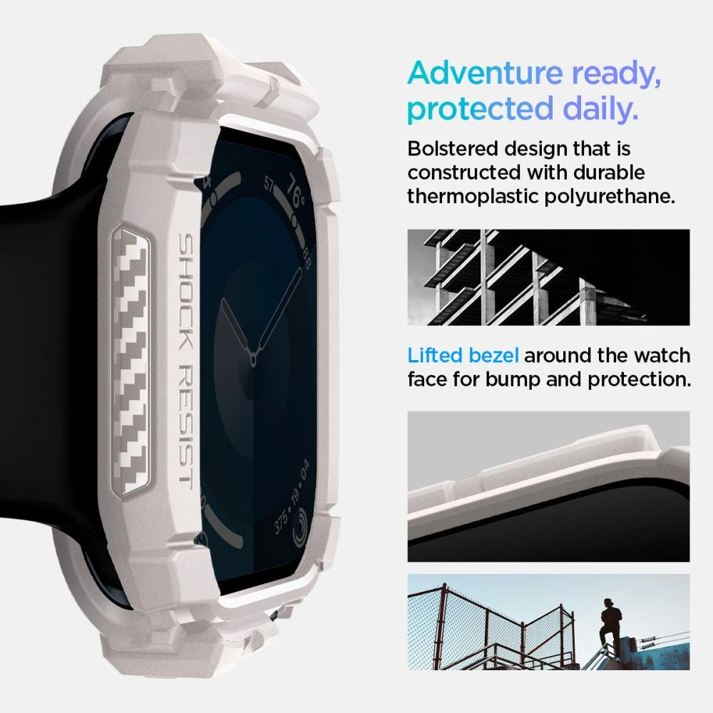 Spigen Rugged Armor Strap til Apple Watch 10 46mm - Beige