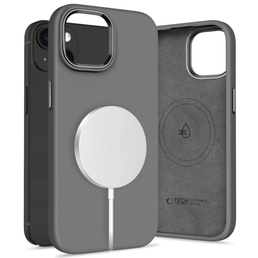 Tech-Protect Silicone PUZ MagSafe iPhone 15 Case - Grå