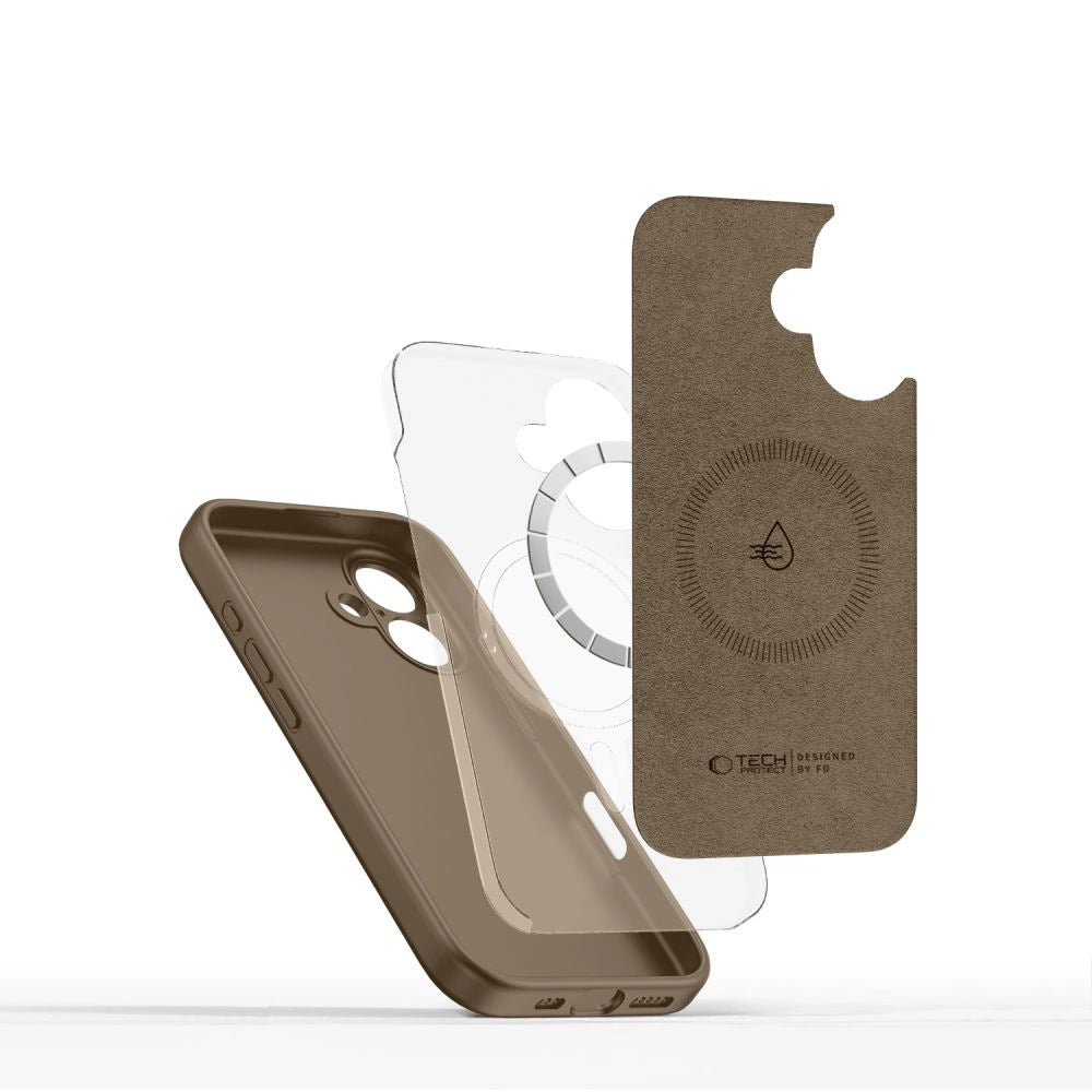 Tech-Protect flydende silikone MagSafe iPhone 16 Case - Brown