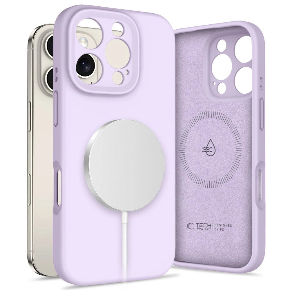 Tech-Protect flydende silikone MagSafe Case til iPhone 16 Pro Max - lilla