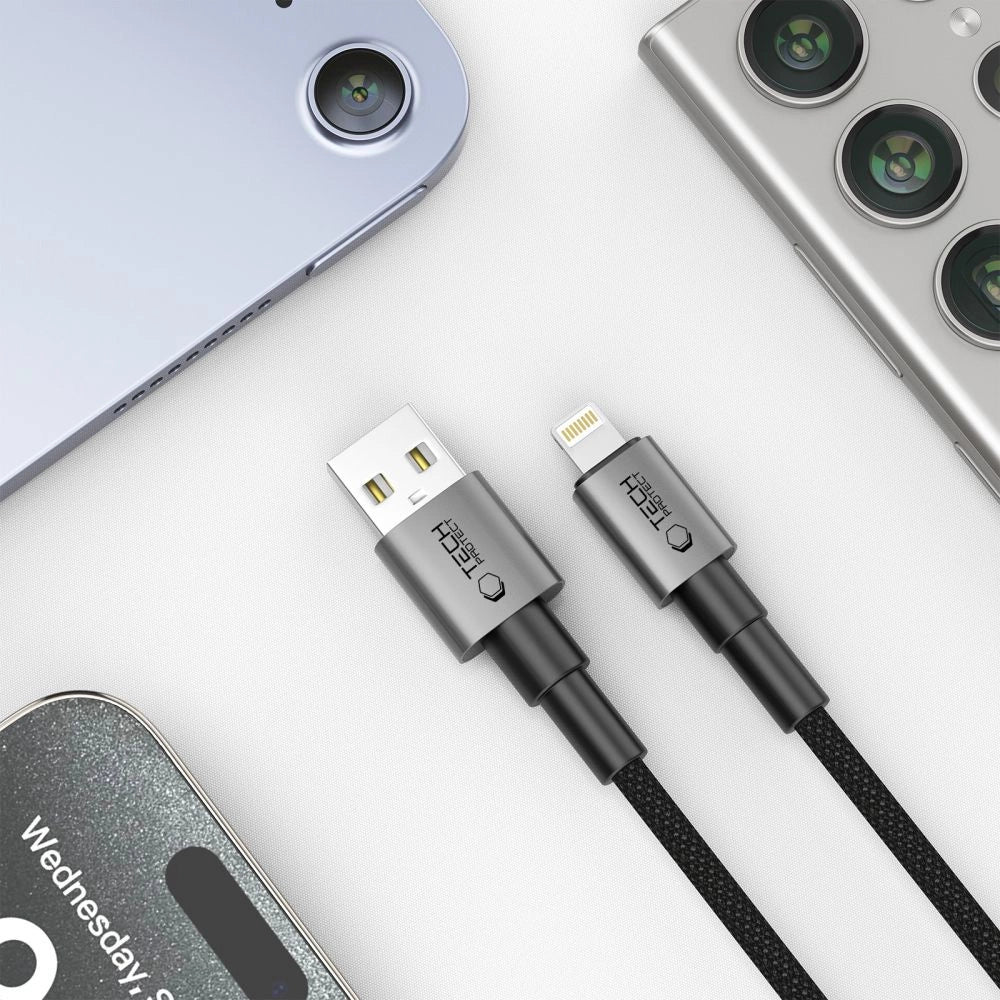 Tech-Protect UltraBoost DNA USB-A / Lightning kabel 15W/2.4A 200 cm - grå
