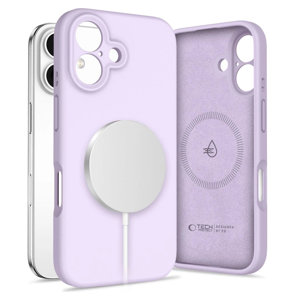 Tech-Protect flydende silikone MagSafe iPhone 16 Case - lilla