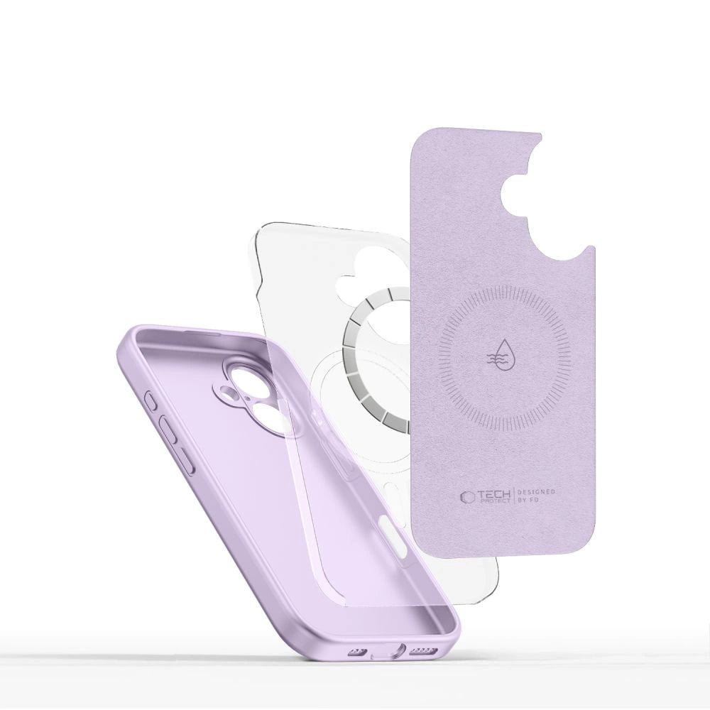 Tech-Protect flydende silikone MagSafe iPhone 16 Case - lilla
