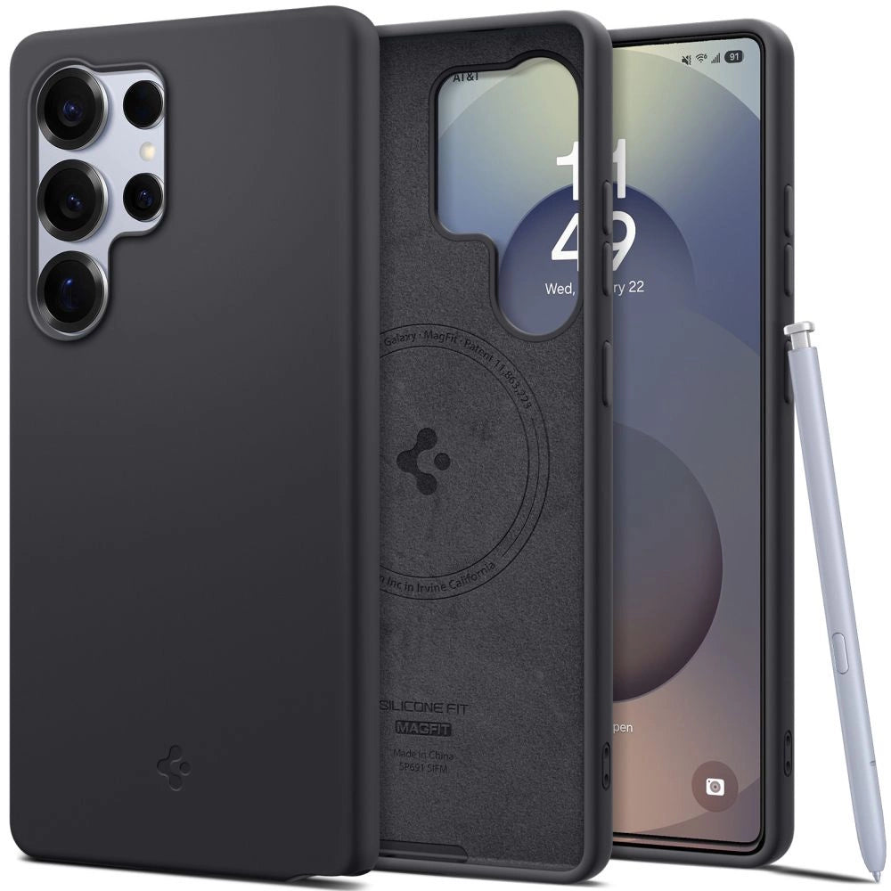 Spigen Silicone Fit Mag Case til Samsung Galaxy S25 Ultra - sort