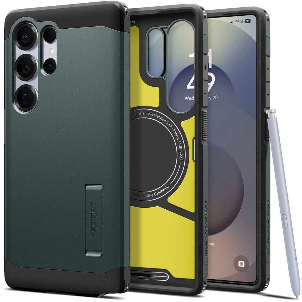Spigen Tough Armor MagSafe Case til Samsung Galaxy S25 Ultra - Grøn