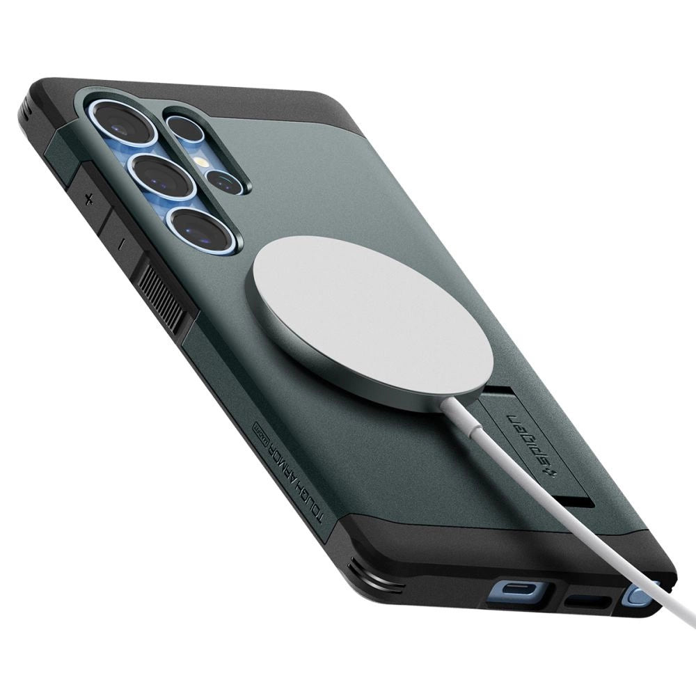 Spigen Tough Armor MagSafe Case til Samsung Galaxy S25 Ultra - Grøn