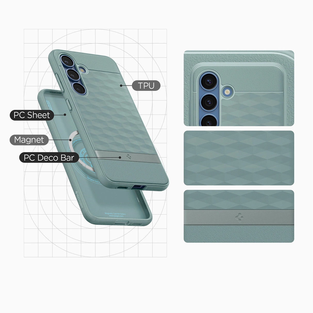 Caseology Parallax Mag MagSafe Samsung Galaxy S25 Case - Grøn