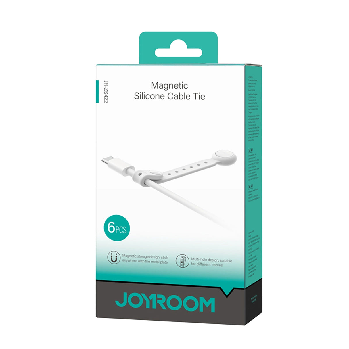 Joyroom JR-ZS422 Silikonkabelbind med magnet, sæt på 6 - hvid
