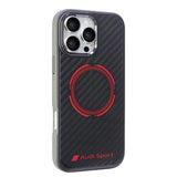 Audi Carbon Fiber Sport Red Circle MagSafe Case til iPhone 16 Pro Max 6.9" - sort