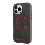 Audi Carbon Fiber Sport Red Circle MagSafe Case til iPhone 16 Pro Max 6.9" - sort