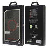Audi Carbon Fiber Sport Red Circle MagSafe Case til iPhone 16 Pro Max 6.9" - sort