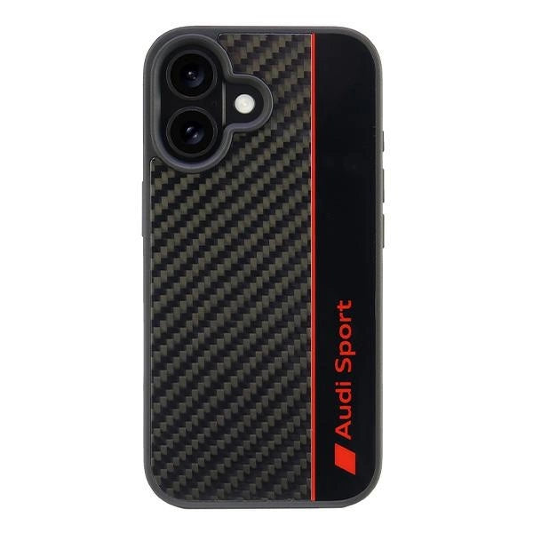 Audi Carbon Fiber Stripe Case til iPhone 16 6.1" - sort