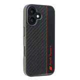 Audi Carbon Fiber Stripe Case til iPhone 16 6.1" - sort
