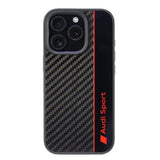 Audi Carbon Fiber Stripe iPhone 16 Pro 6.3" sort/sort hardcase AUS-TPUPCIP16P-R8/D1-BK