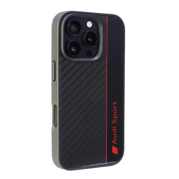 Audi Carbon Fiber Stripe iPhone 16 Pro 6.3" sort/sort hardcase AUS-TPUPCIP16P-R8/D1-BK