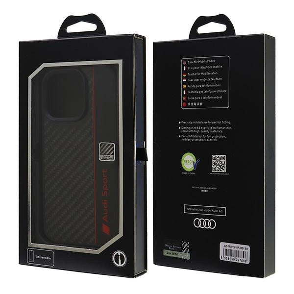 Audi Carbon Fiber Stripe iPhone 16 Pro 6.3" sort/sort hardcase AUS-TPUPCIP16P-R8/D1-BK