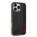 Audi Carbon Fiber Stripe iPhone 16 Pro Max 6.9" sort hardcase AUS-TPUPCIP16PM-R8/D1-BK