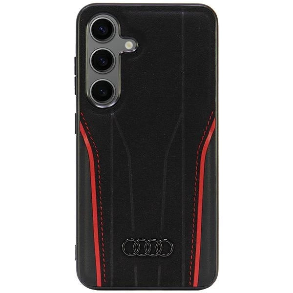 Audi Genuine Leather MagSafe S24 S921 sort-rød hardcase AU-TPUPCS24-R8/D3-RD