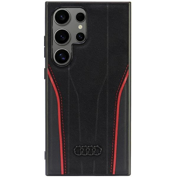 Audi Genuine Leather MagSafe S24 Ultra S928 sort-rød hardcase AU-TPUPCS24U-R8/D3-RD