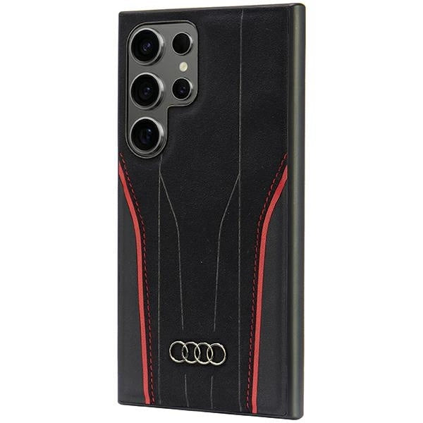 Audi Genuine Leather MagSafe S24 Ultra S928 sort-rød hardcase AU-TPUPCS24U-R8/D3-RD