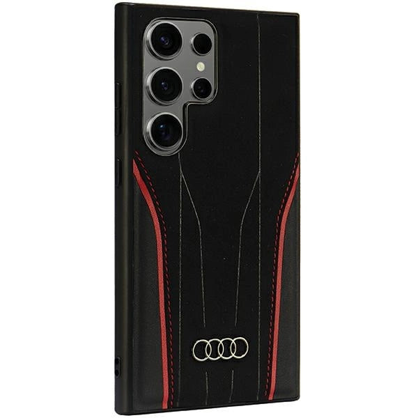 Audi Genuine Leather MagSafe S24 Ultra S928 sort-rød hardcase AU-TPUPCS24U-R8/D3-RD