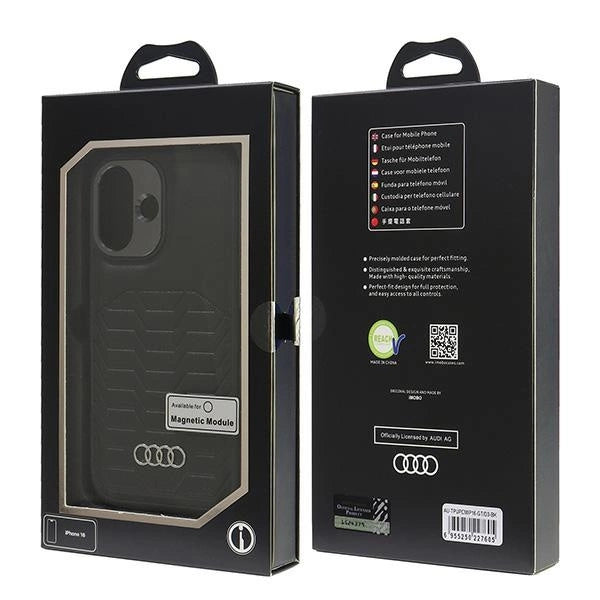 Audi Syntetisk Læder MagSafe iPhone 16 6.1" sort/sort hardcase AU-TPUPCMIP16-GT/D3-BK