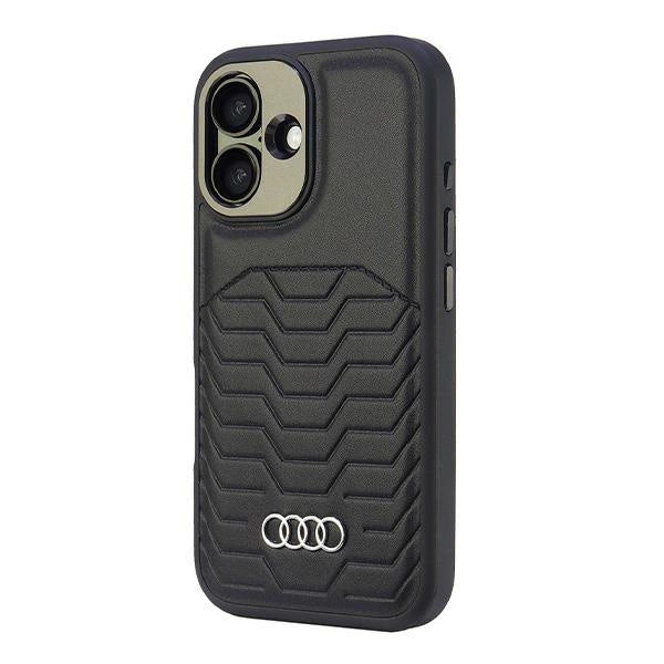 Audi syntetisk læder MagSafe iPhone 16 Plus 6.7" sort/sort hardcase AU-TPUPCMIP16M-GT/D3-BK