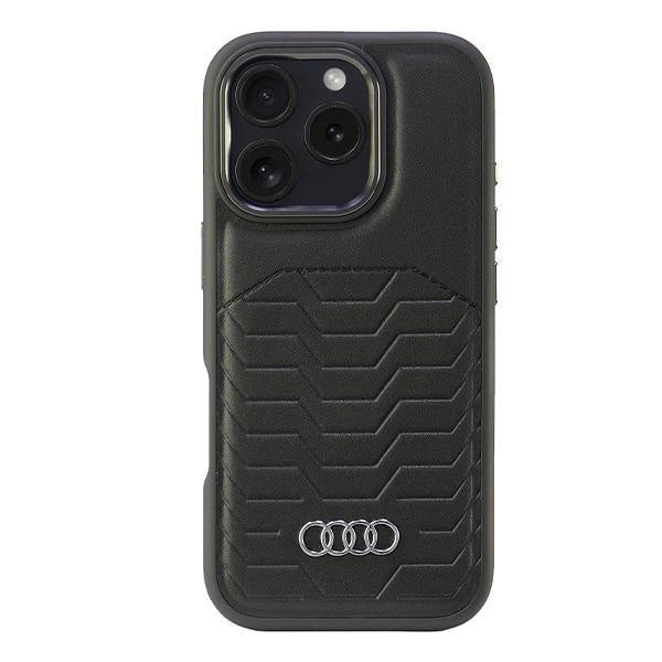 Audi syntetisk læder MagSafe iPhone 16 Pro 6.3" sort/sort hardcase AU-TPUPCMIP16P-GT/D3-BK