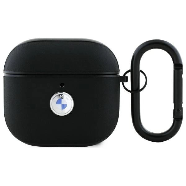 BMW BMA4SSLBK AirPods 4 cover sort/sort Geniune læder sølv logo