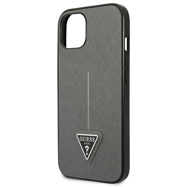 Guess SaffianoTriangle Logo sag til iPhone 13 / 14 / 15 6.1" - sølv