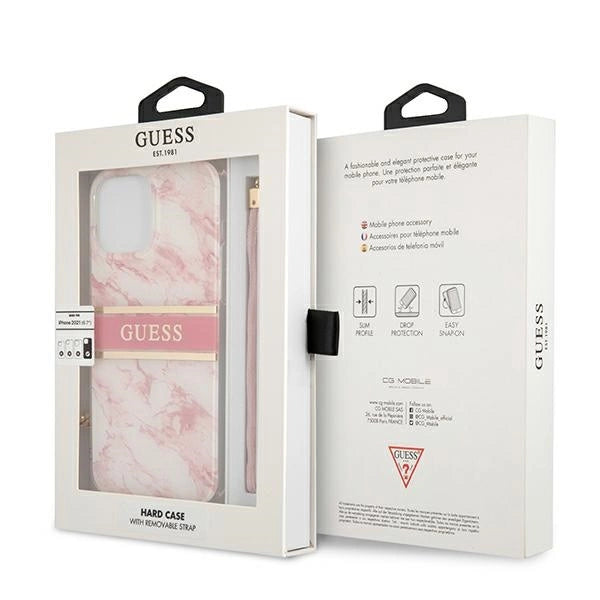Guess Marble Strap Collection iPhone 13 Pro Max 6.7" Case - Pink