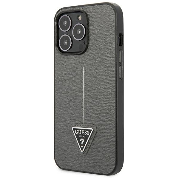 Guess Saffiano Triangle Logo-hylster til iPhone 13 Pro Max 6.7" - sølv