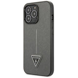 Guess Saffiano Triangle Logo-hylster til iPhone 13 Pro Max 6.7" - sølv