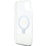 Guess GUHMP15MHRSGSD iPhone 15 Plus / 14 Plus 6.7" gennemsigtige/gennemsigtige hardcase Ring Stand Script Glitter MagSafe