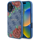 Guess GUHMP16SP4ROPEMCB iPhone 16 6.1" blå/blå hardcase 4G blomster Print MagSafe